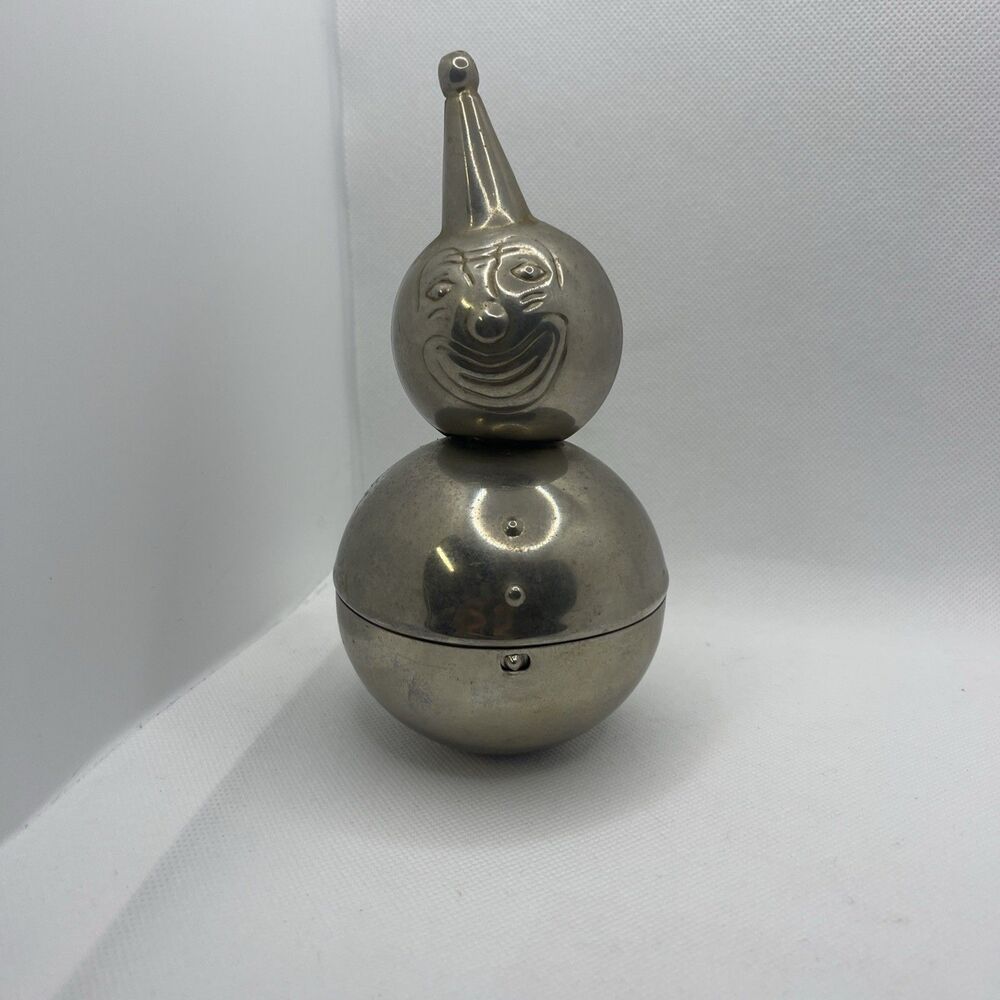 Raimind Rolly Polly clown Vintage coin bank silver Smiling Clown Round bottom
